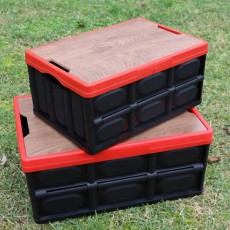 차량용 접이식 트렁크 정리함 55L 우드상판만